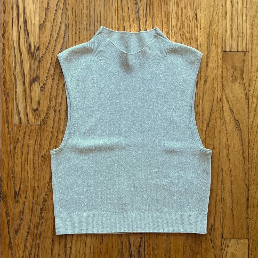 COS Metallic Silver Knit Crop Top - Picture 4 of 6